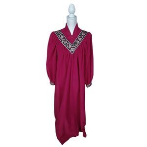 Vintage Vanity Fair Robe House Coat Size Small Burgundy Fleece Retro Cottagecore
